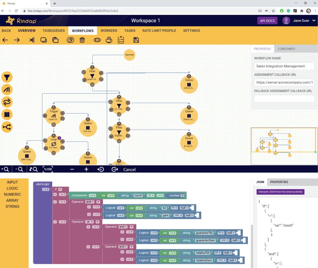 Utilize Drag & Drop visual modeller in order to set your worklow